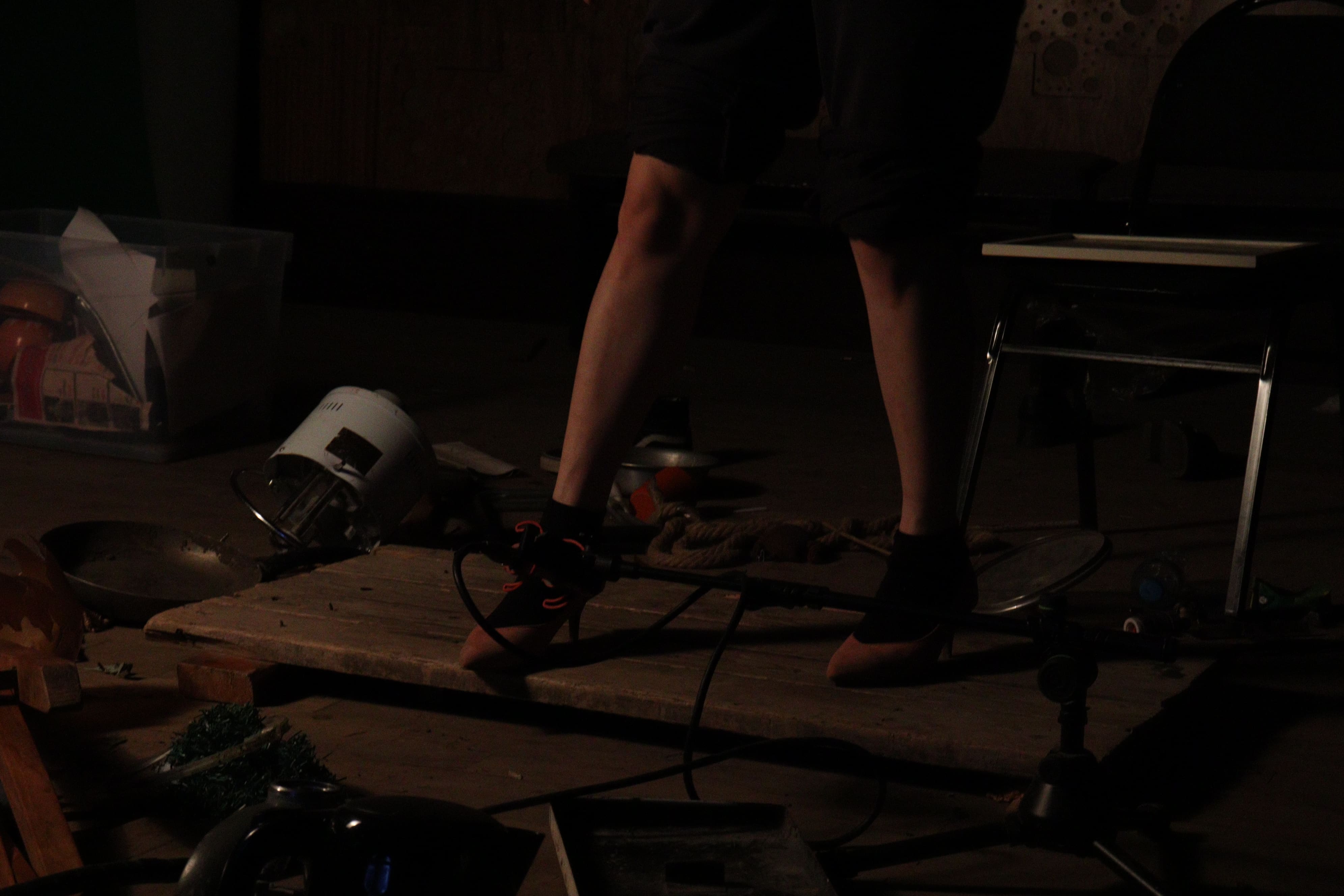 Foley footsteps recording